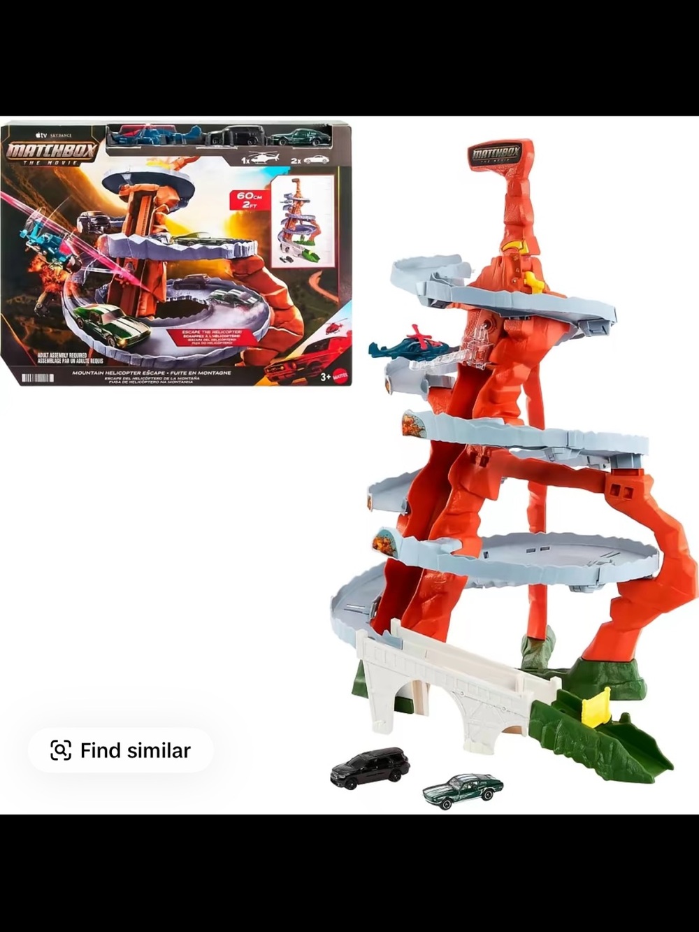 Match Spiral Mountain Track Playset in Orange, Gray, Green